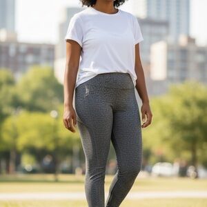 Zone Pro‎ Womens XL Gray Heathered High Waisted Athletic Leggings with Pockets